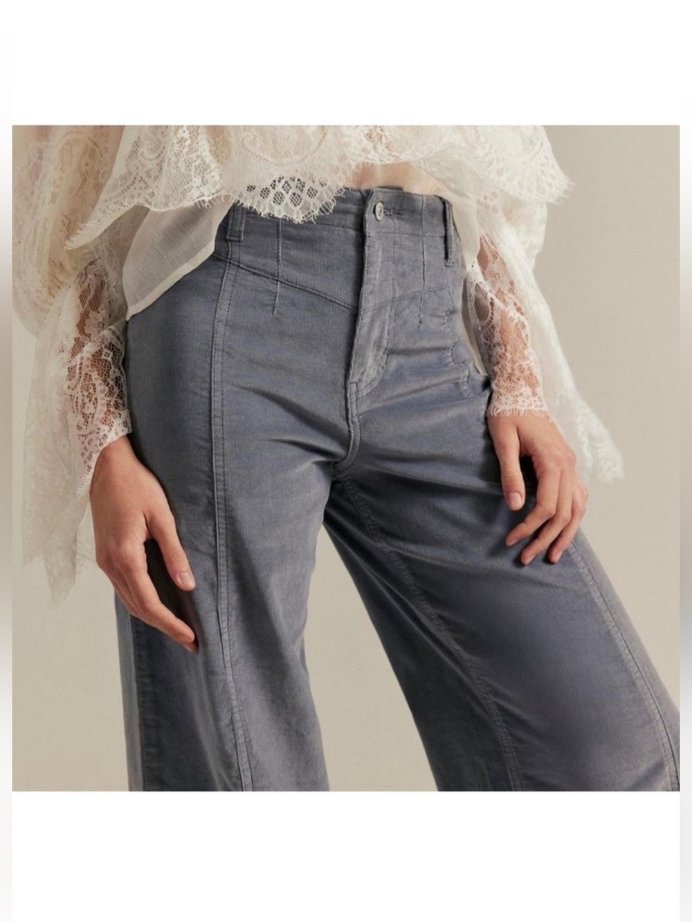 We The Free Libre Cord Wide Leg Cord Mockingbird Light Grey. - Picture 2 of 13